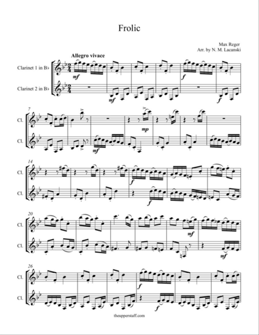 Frolic Clarinet Solo scores gallery preview page 1