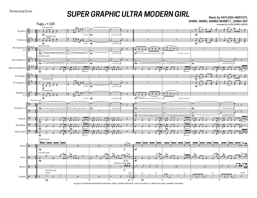 Super Graphic Ultra Modern Girl Marching Band scores gallery preview page 1
