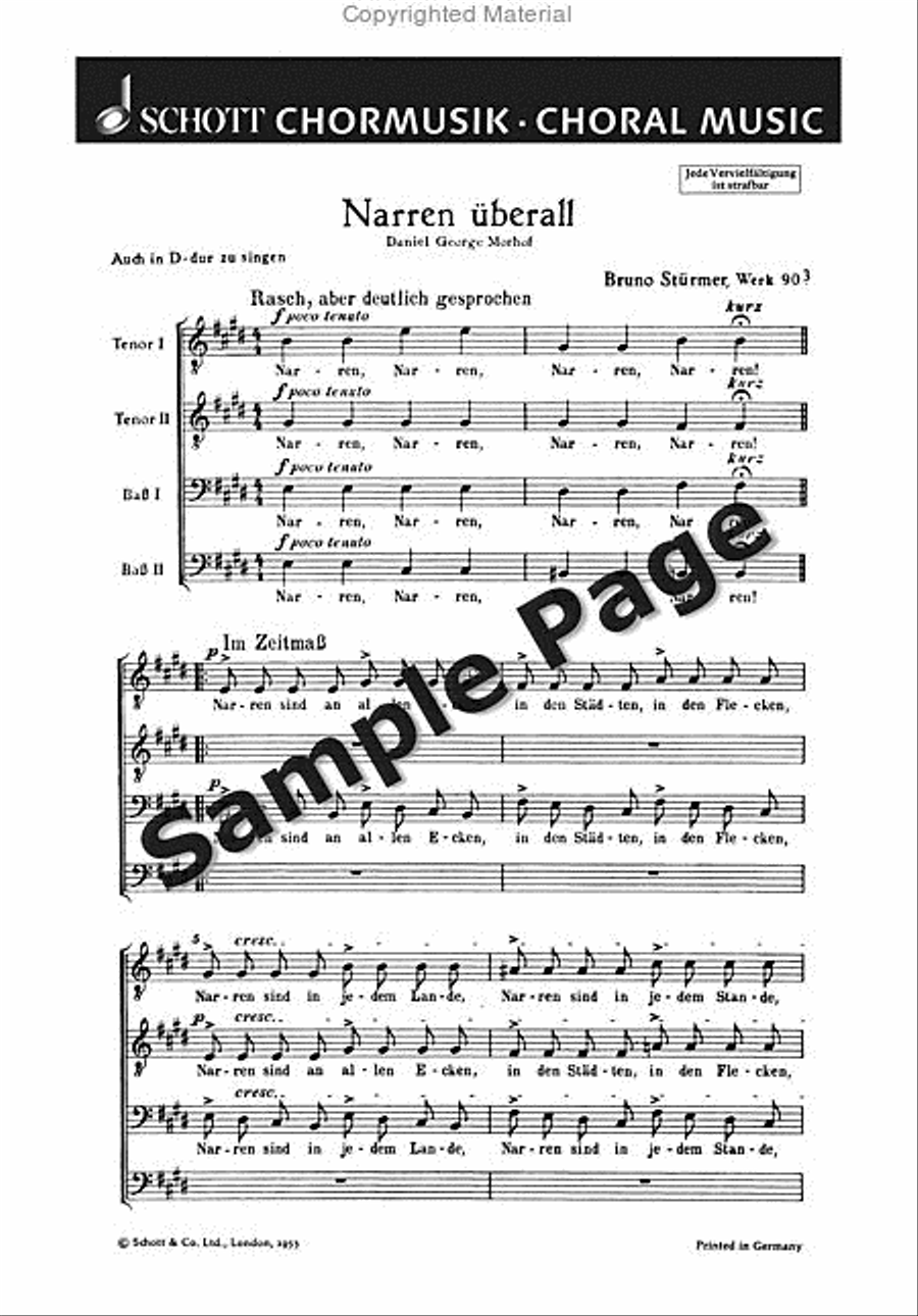 Stuermer B Narren Ueberall Op90/3 TTBB scores gallery preview page 2