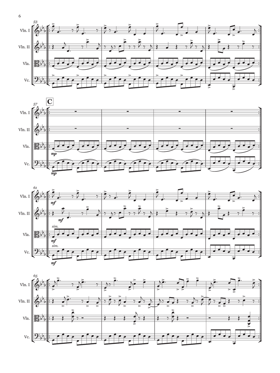 Aheym (String quartet score and parts) Cello scores gallery preview page 6