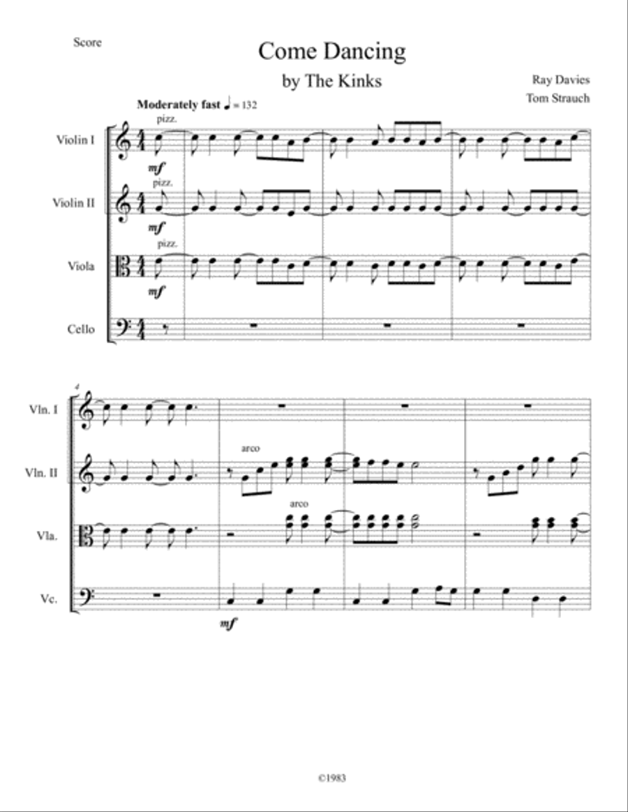 Come Dancing String Quartet scores gallery preview page 1