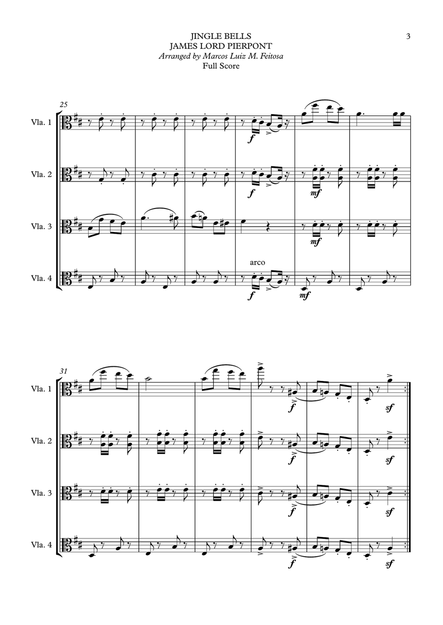 10 Christmas Carols (Book ONE) - Viola Quartet String Quartet scores gallery preview page 5