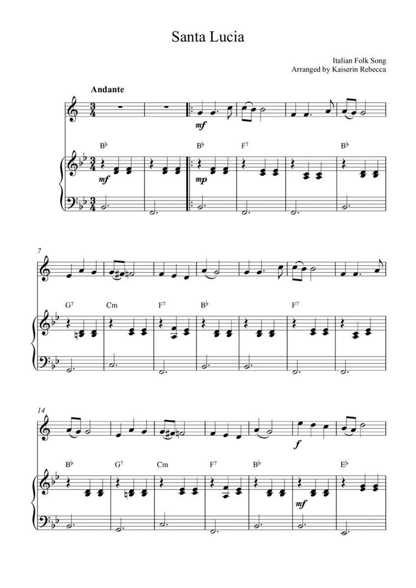 Santa Lucia (soprano saxophone solo and piano accompaniment) image number null