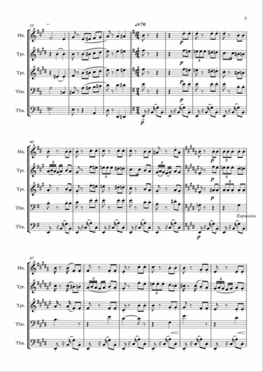 Romantic Medley for Brass Quintet Brass Quintet scores gallery preview page 3