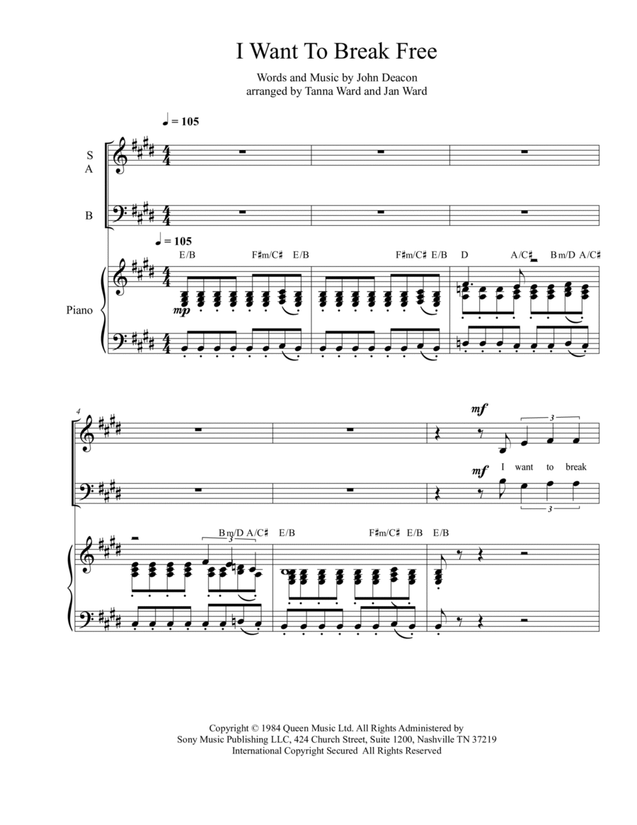 I Want To Break Free 3-Part scores gallery preview page 1