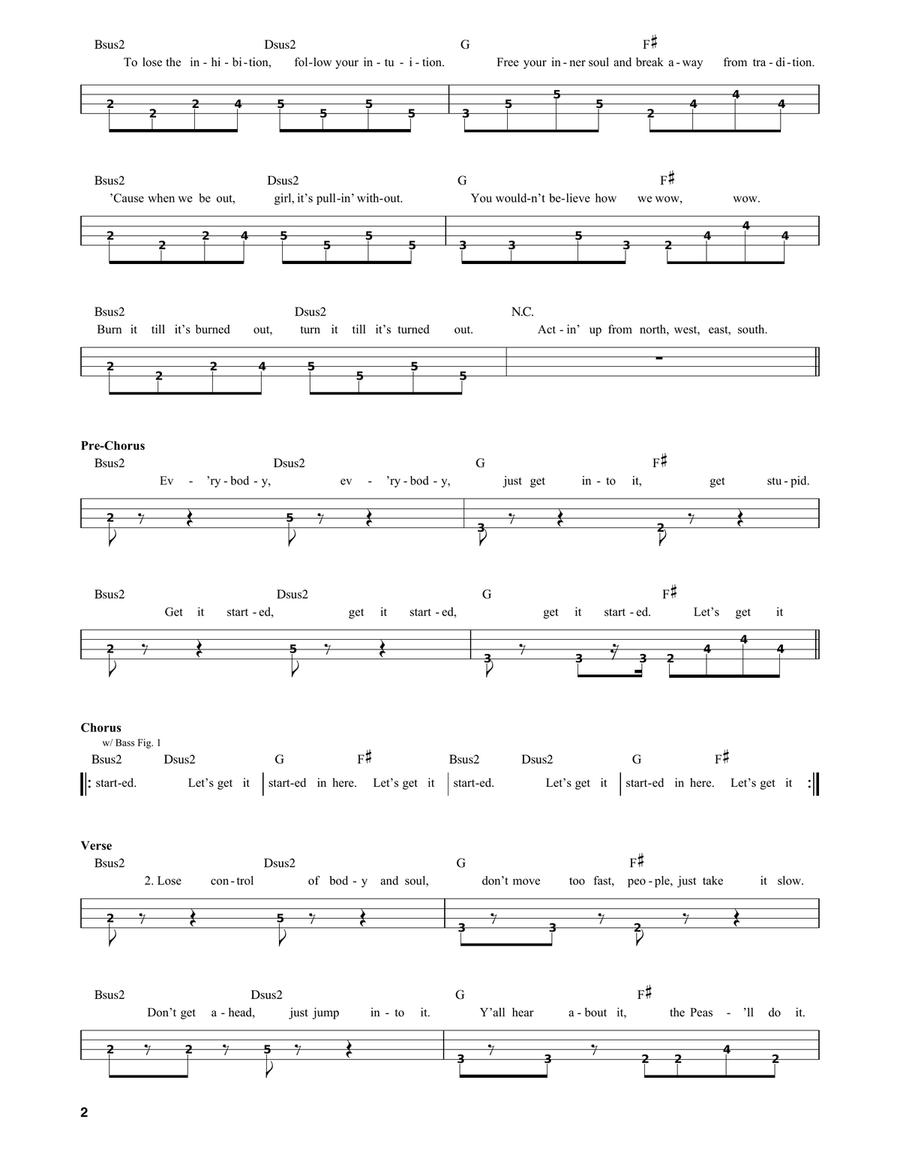 Let's Get It Started Bass Guitar scores gallery preview page 2