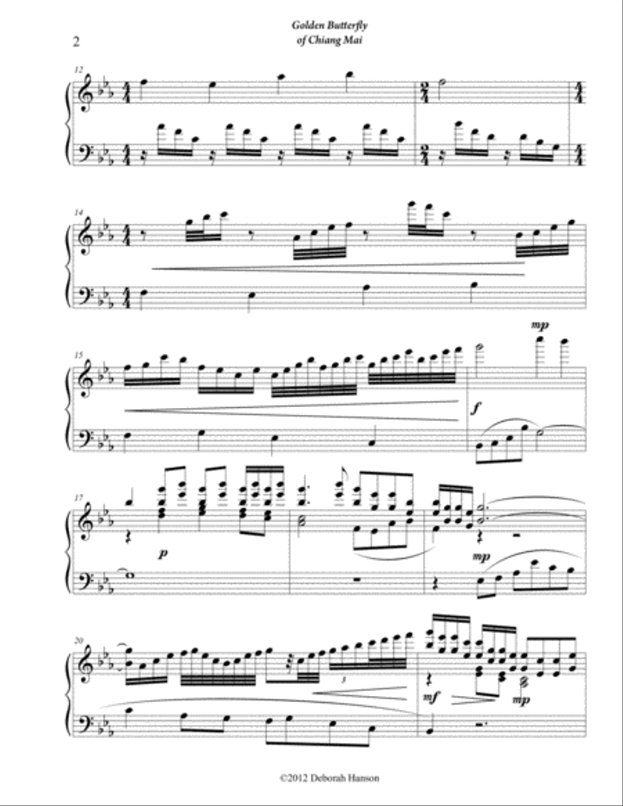 Golden Butterfly of Chiang Mai Piano Solo scores gallery preview page 2
