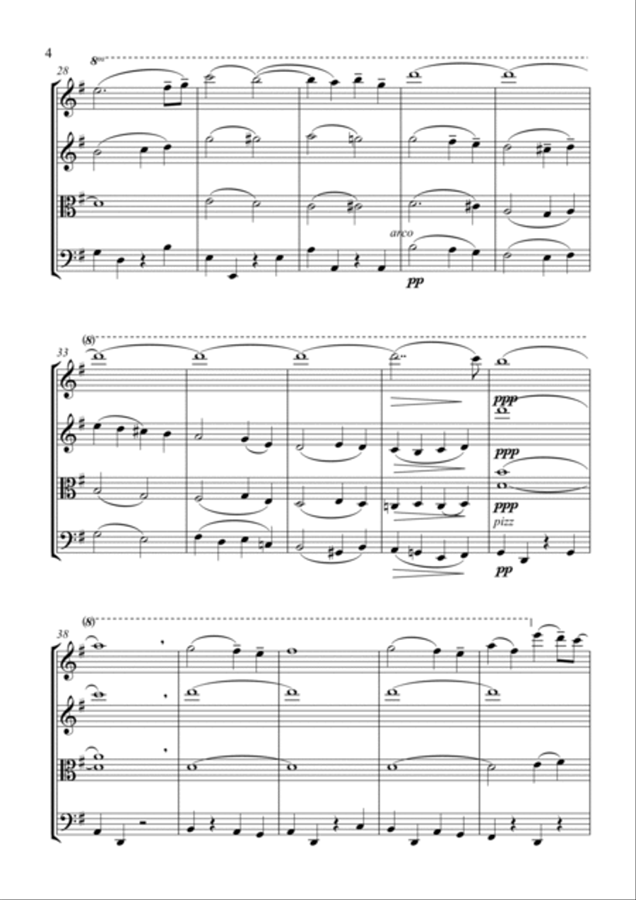 Mahler Symphony No. 4 - Third Movement, Adagio String Quartet scores gallery preview page 3
