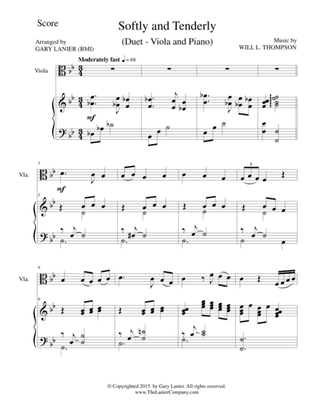 SOFTLY AND TENDERLY (Duet – Viola and Piano/Score and Parts)
