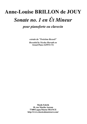 Book cover for Anne-Louise Brillon de Jouy: Sonata no. 1 in c minor for piano or harpsichord