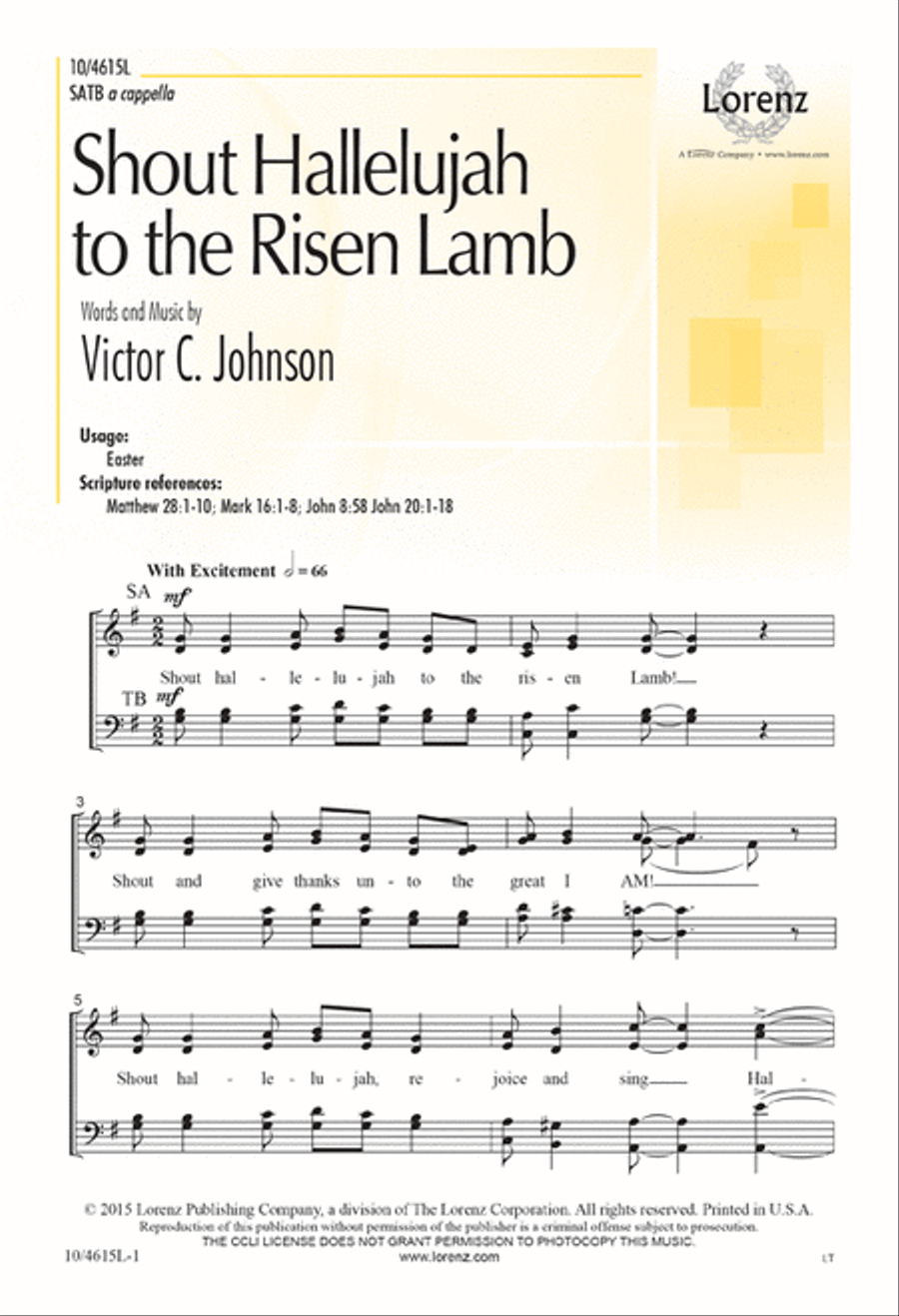 Shout Hallelujah to the Risen Lamb 4-Part scores gallery preview page 1