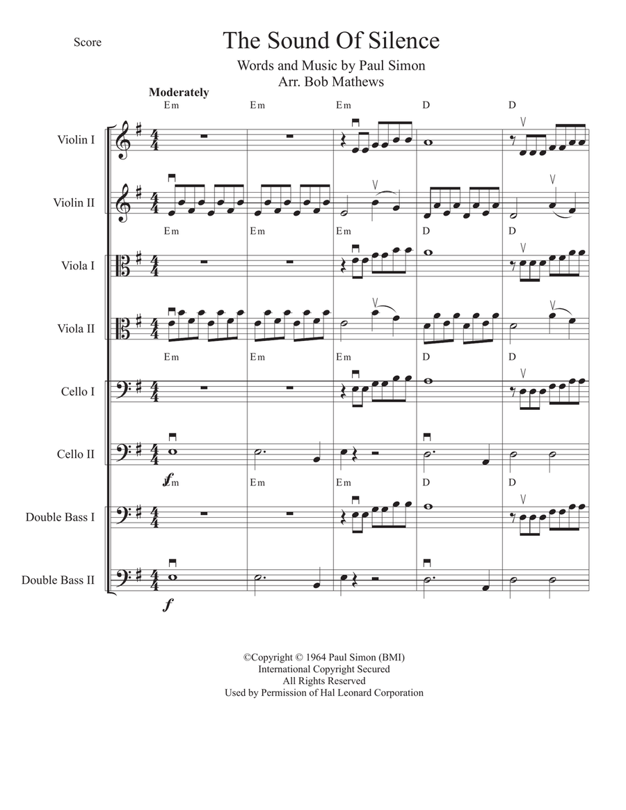 The Sound Of Silence String Quartet scores gallery preview page 1