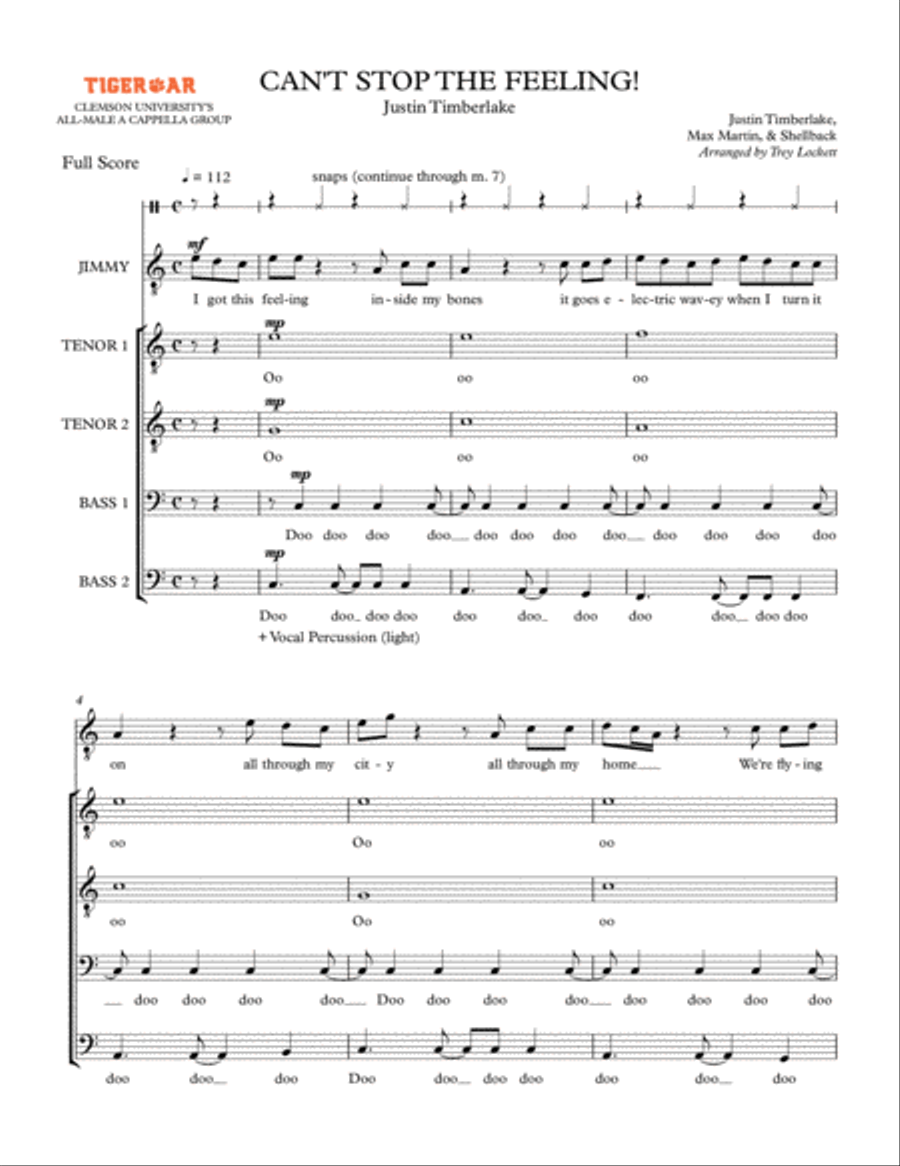 Can't Stop The Feeling from TROLLS TTBB scores gallery preview page 1