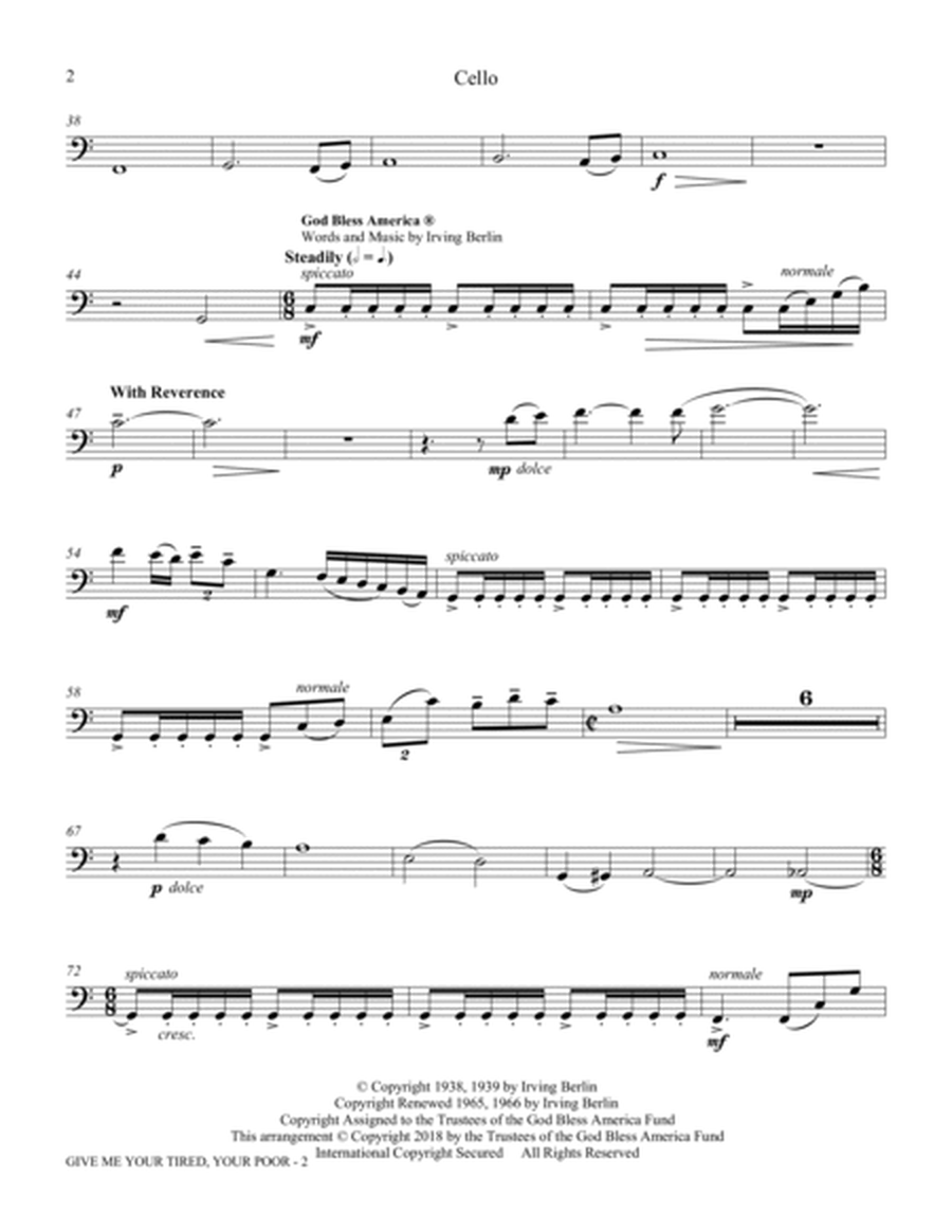Give Me Your Tired, Your Poor (with "God Bless America") (arr. David Chase) - Cello