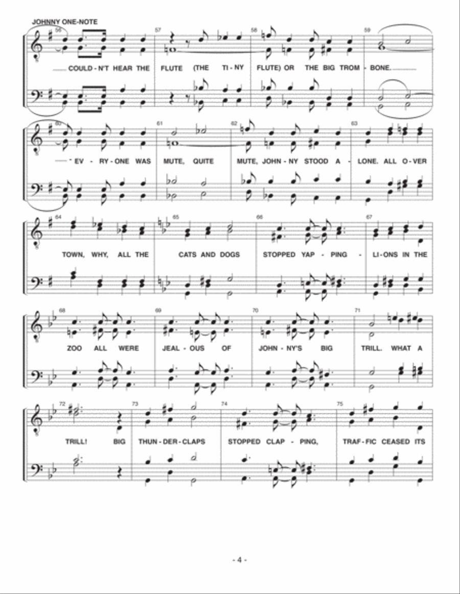 Johnny One-note TTBB scores gallery preview page 4