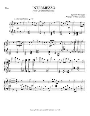 Intermezzo for solo harp from Cavalleria Rusticana by Mascagni in C - no levers required