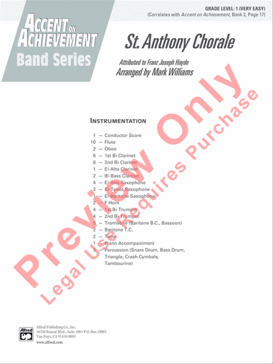 St. Anthony Chorale St. Anthony Chorale Concert Band scores gallery preview page 2