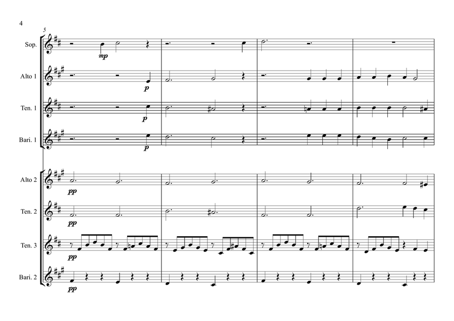 Amor - Lamento Della Ninfa (Monteverdi) (Sax Choir) Woodwind Ensemble scores gallery preview page 4