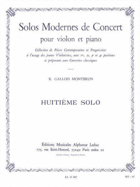 Solos Modernes De Concert No.8 (violin & Piano)