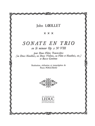 Book cover for Sonate En Trio Op.2, No.8 In B Minor (flutes 2 & Piano