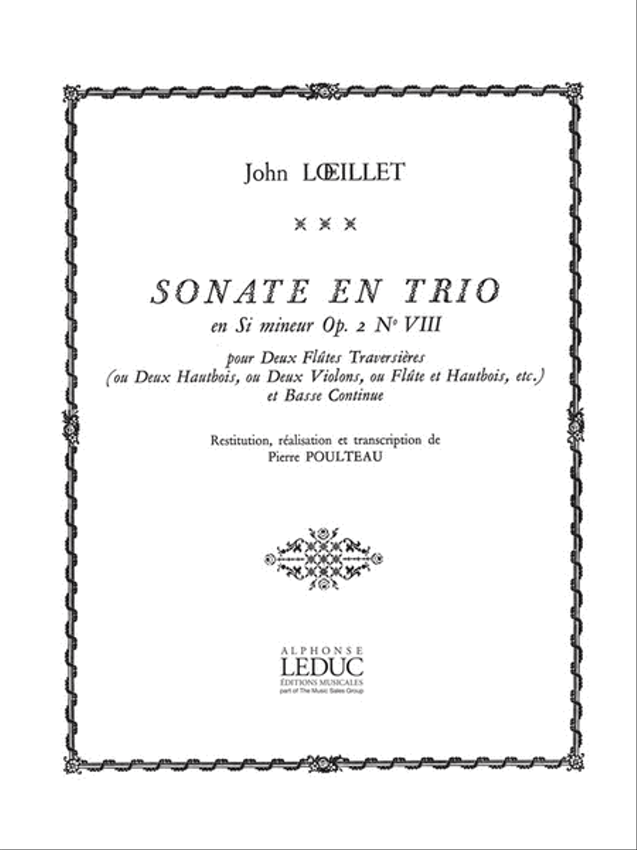 Sonate En Trio Op.2, No.8 In B Minor (flutes 2 & Piano