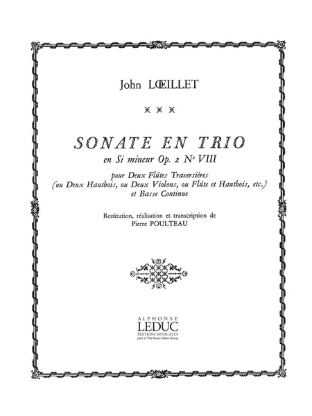 Sonate En Trio Op.2, No.8 In B Minor (flutes 2 & Piano