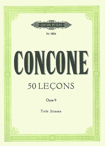 50 Lecons de Chant (Lessons) Op. 9 for Low Voice and Piano