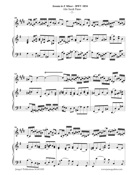BACH: Sonata BWV 1034 for Alto Sax & Piano image number null