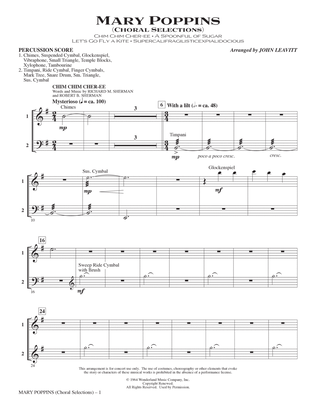 Book cover for Mary Poppins (Choral Selections) (arr. John Leavitt) - Percussion Score