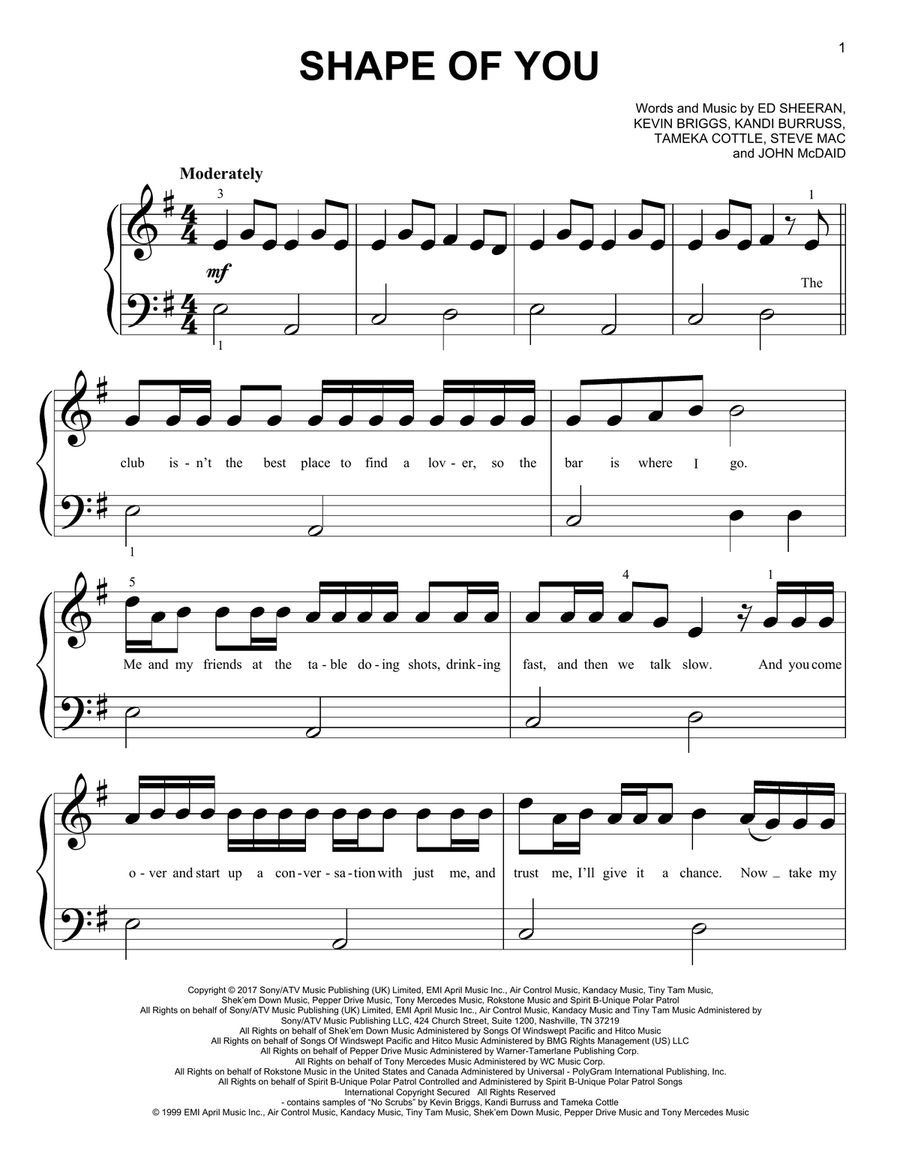 Shape Of You Easy Piano scores gallery preview page 1