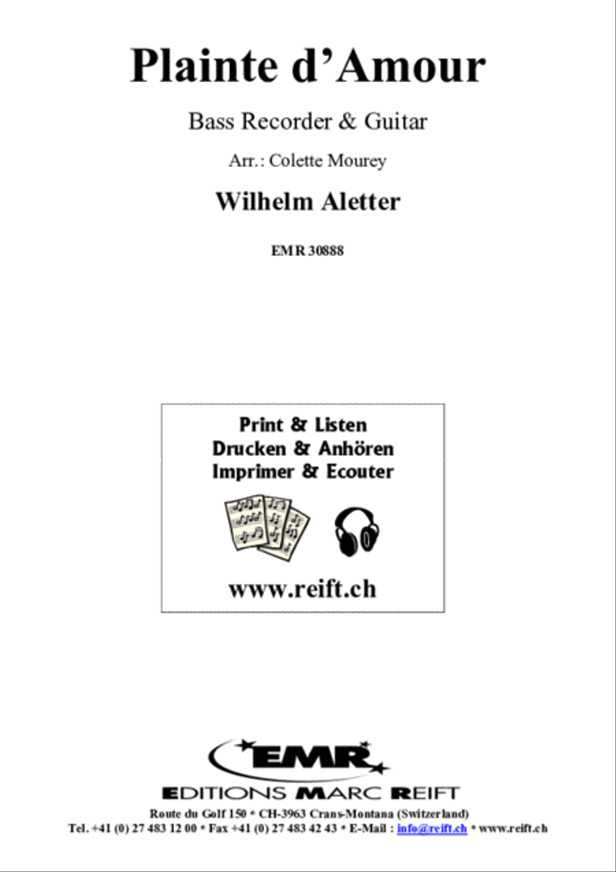 Plainte d'Amour Bass Recorder scores gallery preview page 2