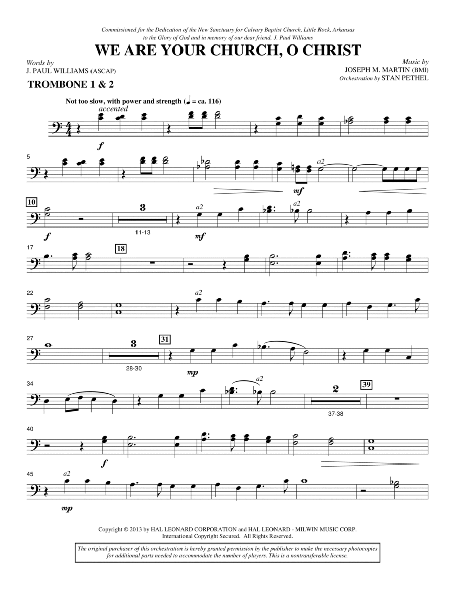 We Are Your Church, O Christ - Trombone 1 & 2 Choir scores gallery preview page 1
