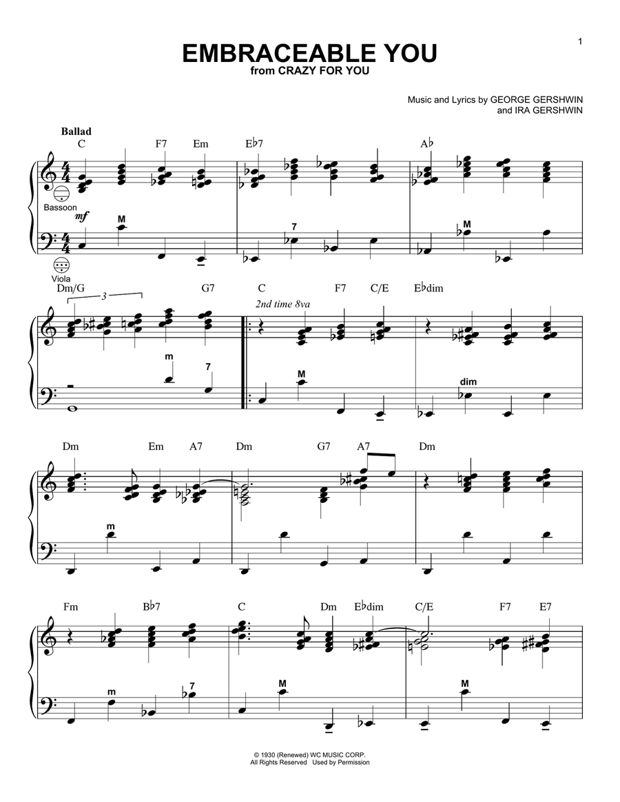 Embraceable You (arr. Gary Meisner) Piano scores gallery preview page 1