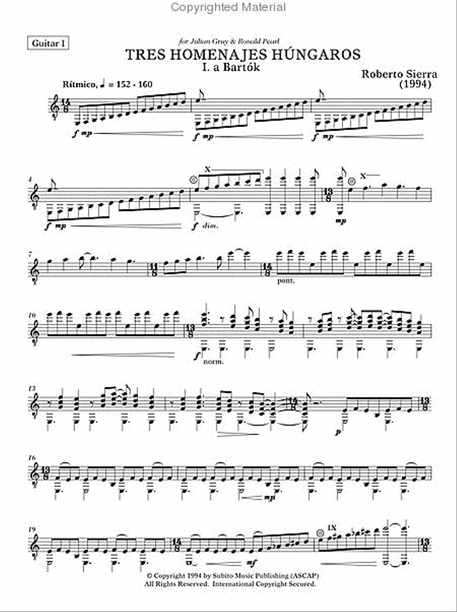 Tres Homenajes Húngaros (Three Hungarian Tributes) Guitar Ensemble scores gallery preview page 2