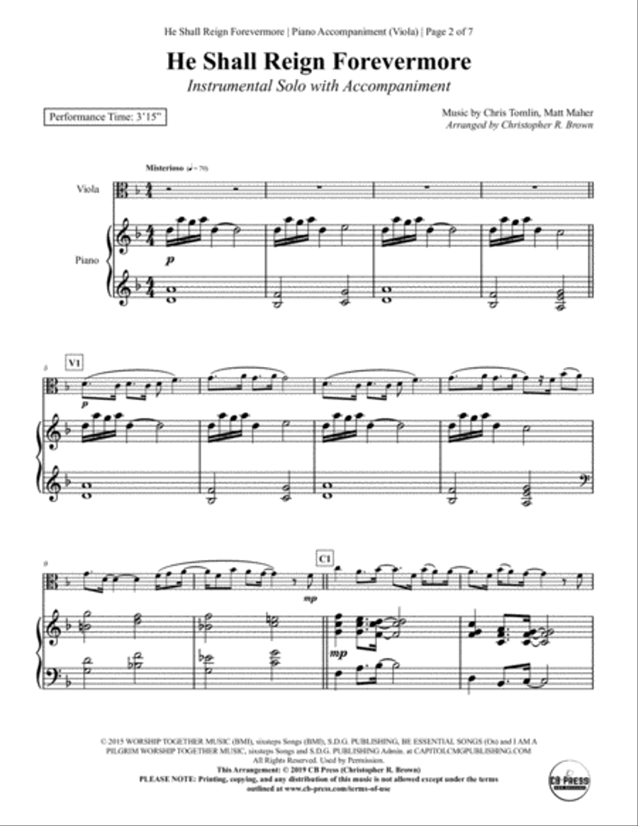 He Shall Reign Forevermore Viola scores gallery preview page 2