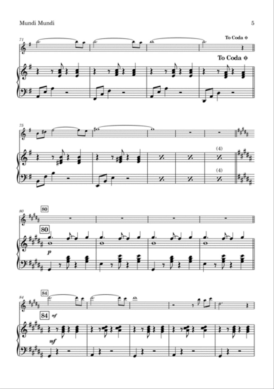 Mundi Mundi Piano scores gallery preview page 6