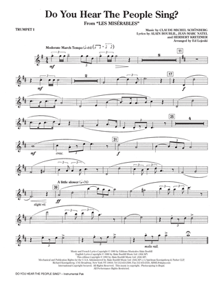 Book cover for Do You Hear The People Sing? (from Les Miserables) (arr. Ed Lojeski) - Bb Trumpet 1