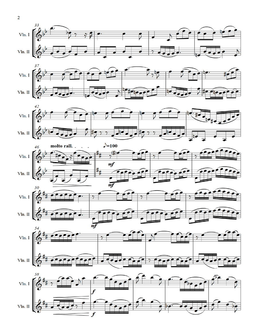 Flower Duet from Lakme by Delibes arranged for two violins String Duet scores gallery preview page 2