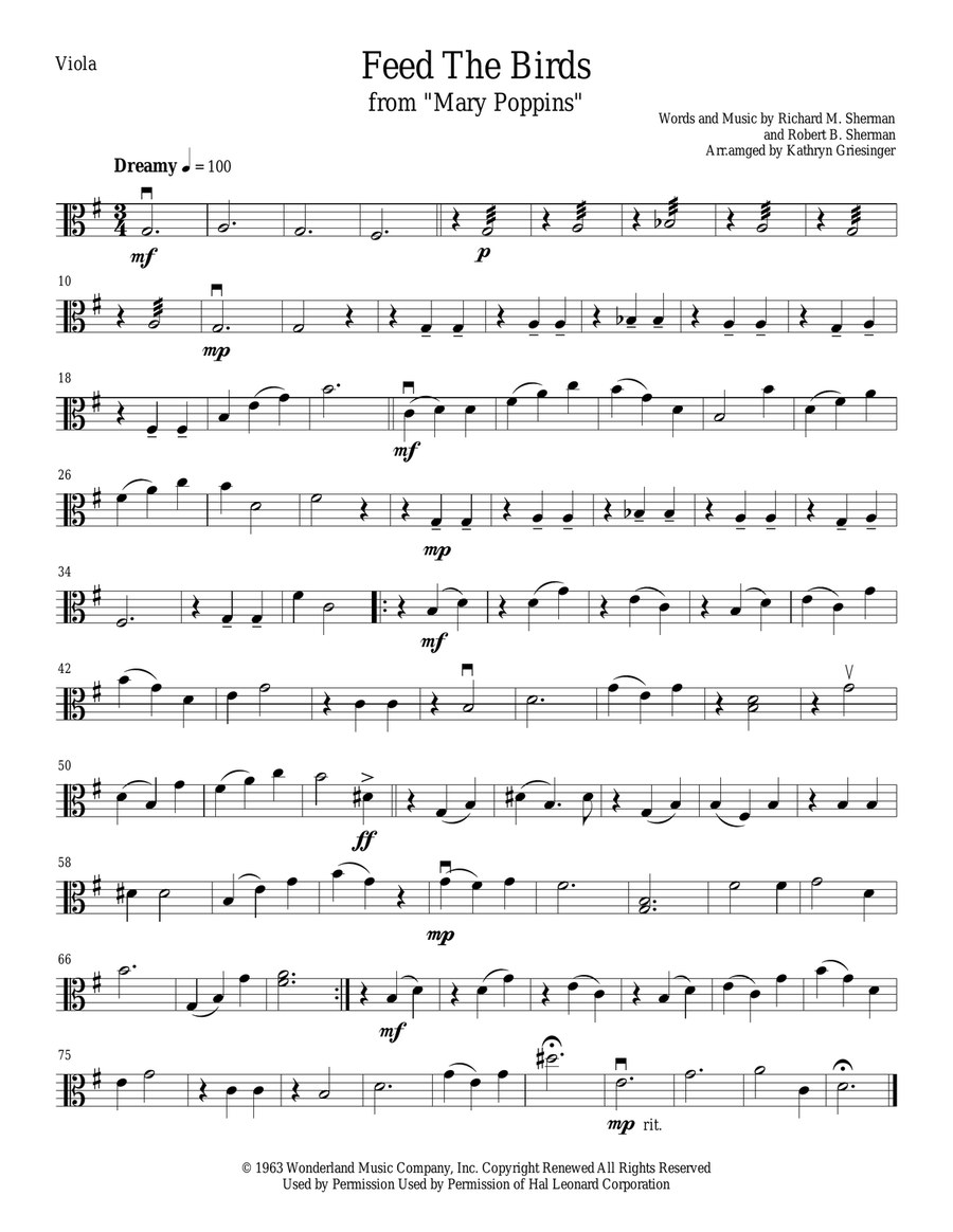 Feed The Birds String Quartet scores gallery preview page 3