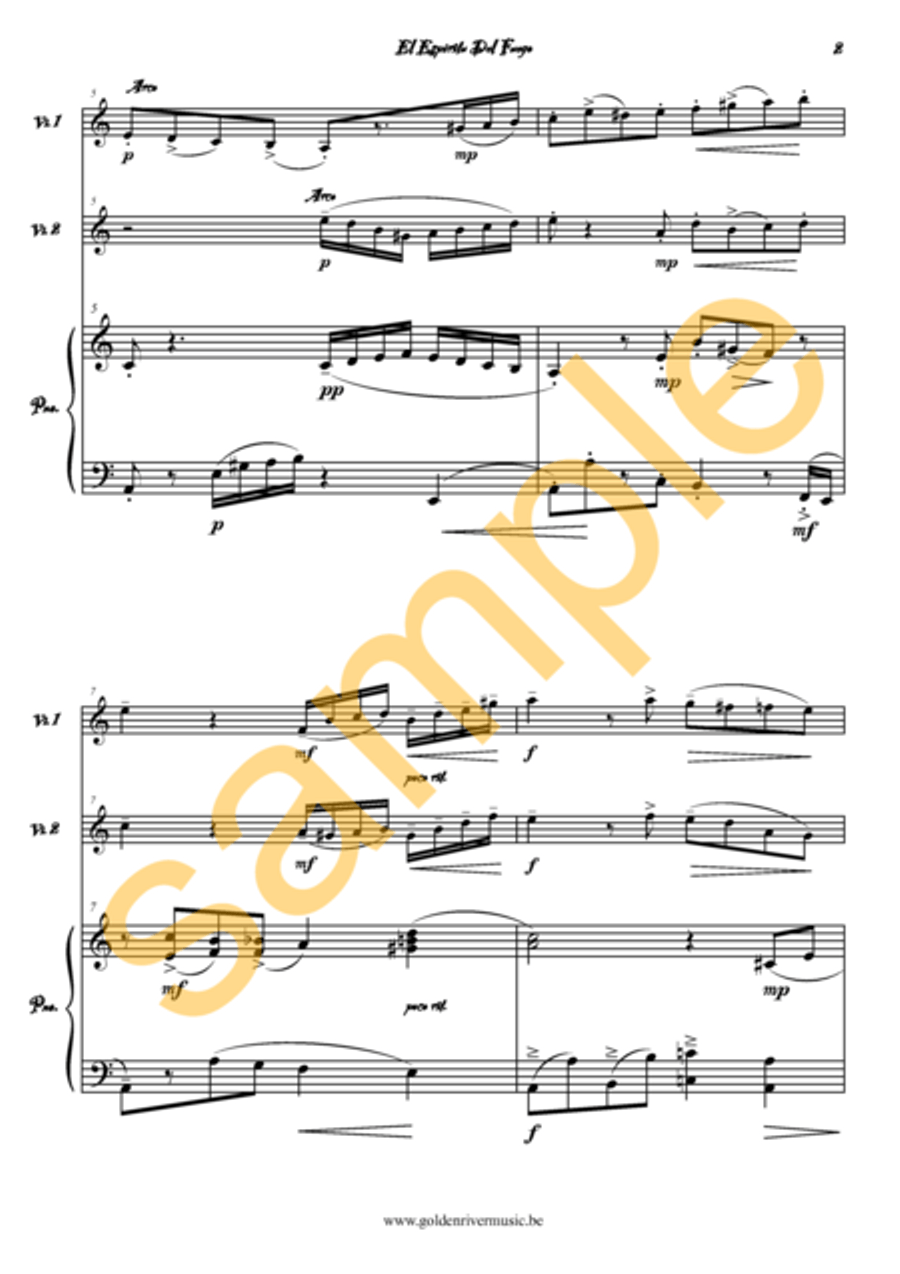 El Spiritu del Fuego / Fire Spirit for 2 violins Violin Solo scores gallery preview page 3