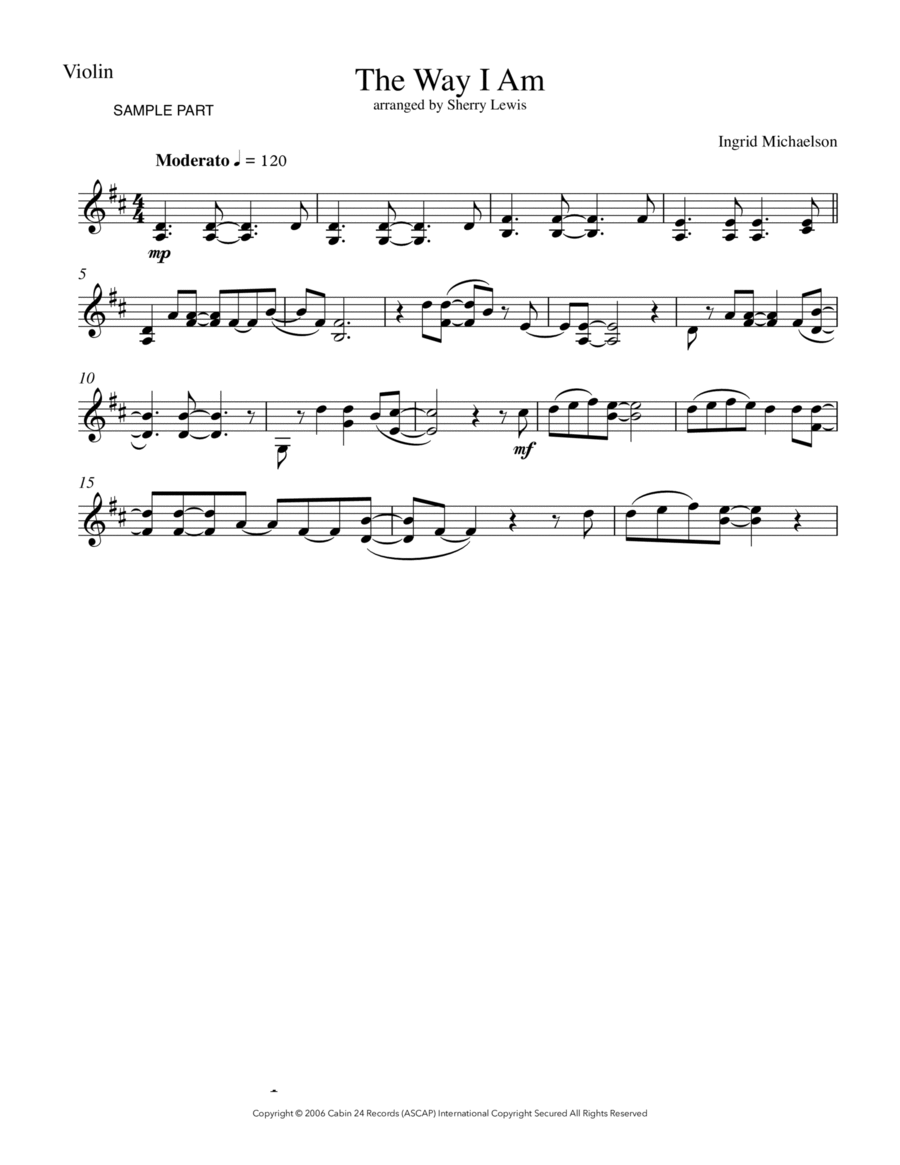 The Way I Am Violin Solo scores gallery preview page 1