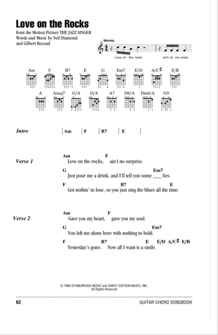 Love On The Rocks Acoustic Guitar scores gallery preview page 1