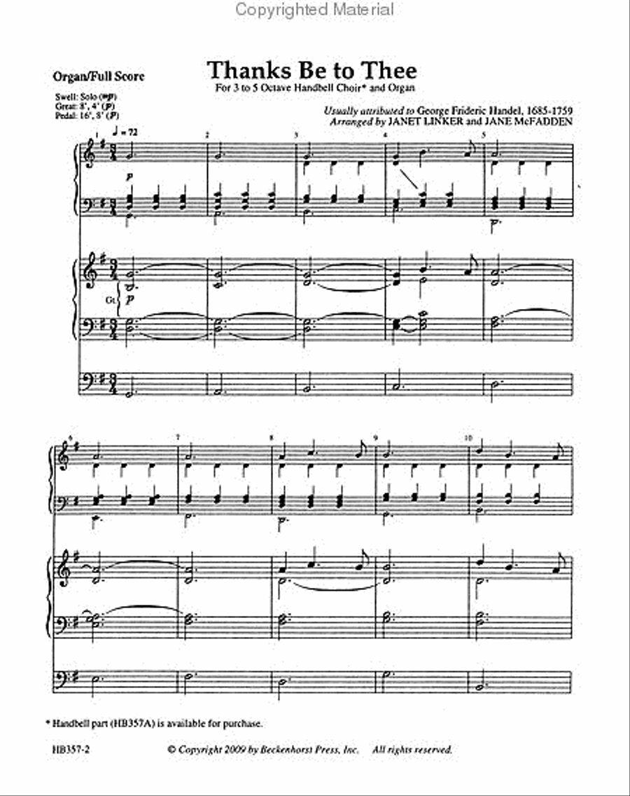 Thanks Be to Thee - full score Handbell Choir scores gallery preview page 2
