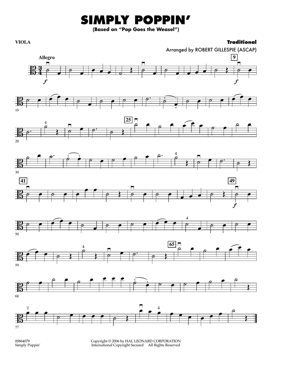 Simply Poppin' (based On Pop Goes The Weasel) - Viola
