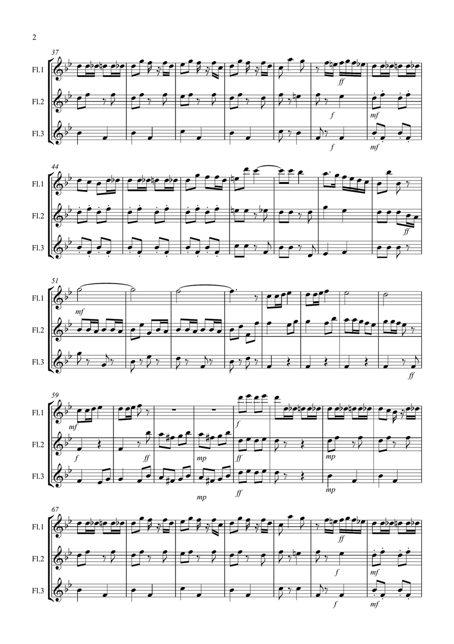 Radetzky March for Flute Trio Flute Solo scores gallery preview page 2
