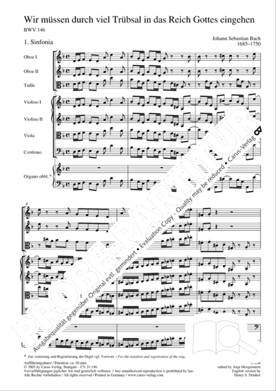 Through bitter tribulation we enter into God's kingdom (Wir mussen durch viel Trubsal in das Reich Gottes eingehen) 4-Part scores gallery preview page 7