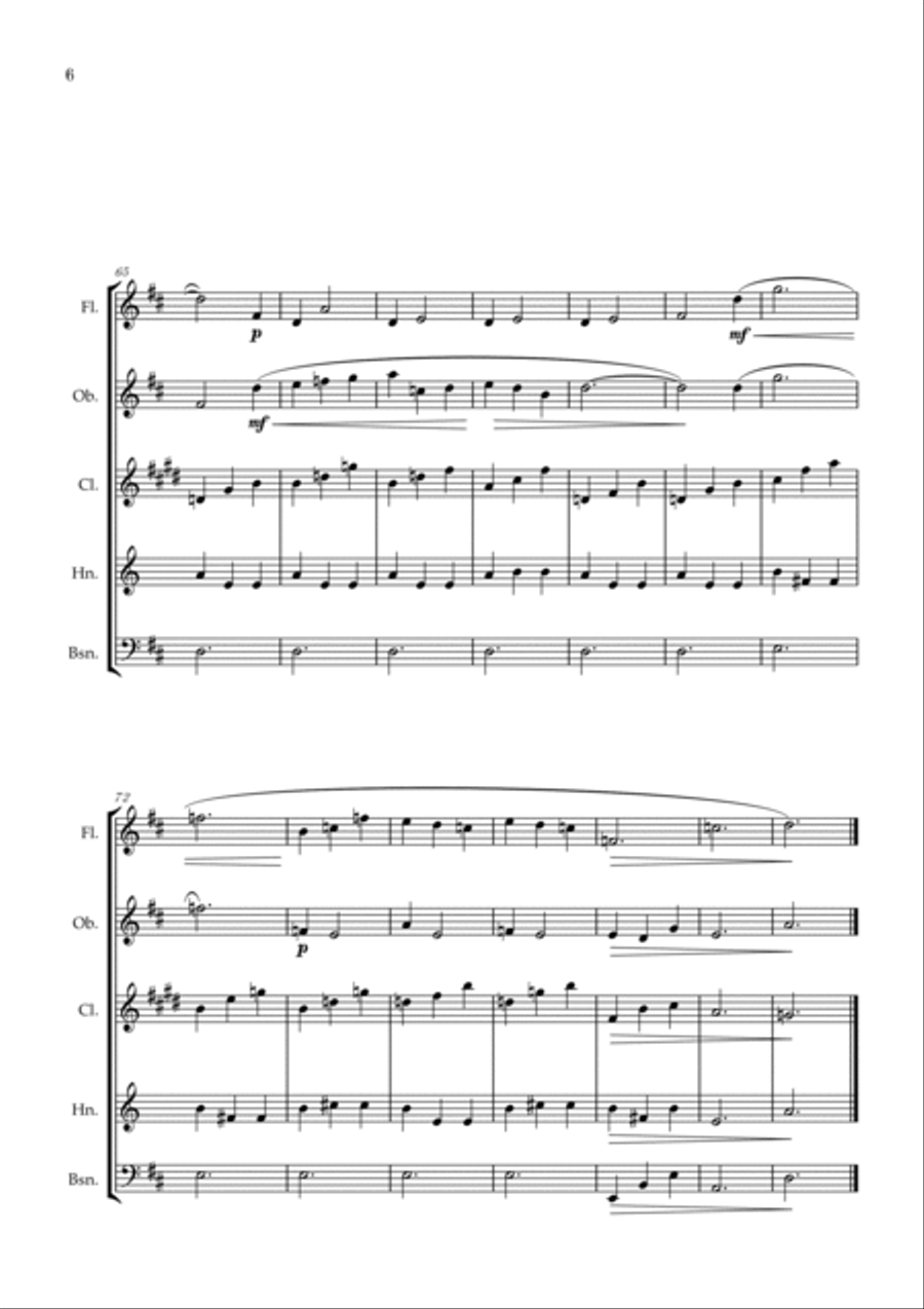 Gymnopédie no 1 | Woodwind Quintet | Original Key |Easy intermediate Woodwind Quintet scores gallery preview page 6
