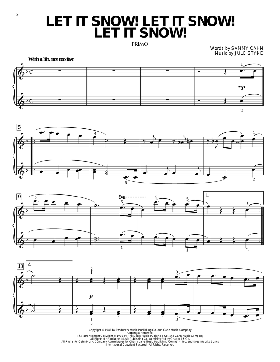 Let It Snow! Let It Snow! Let It Snow! Piano Duet scores gallery preview page 2