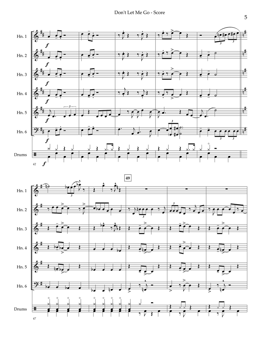 Don't Let Me Go Don't Let Me Go Horn scores gallery preview page 6