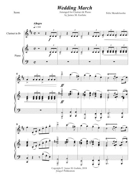 Mendelssohn: Wedding March for Clarinet & Piano image number null